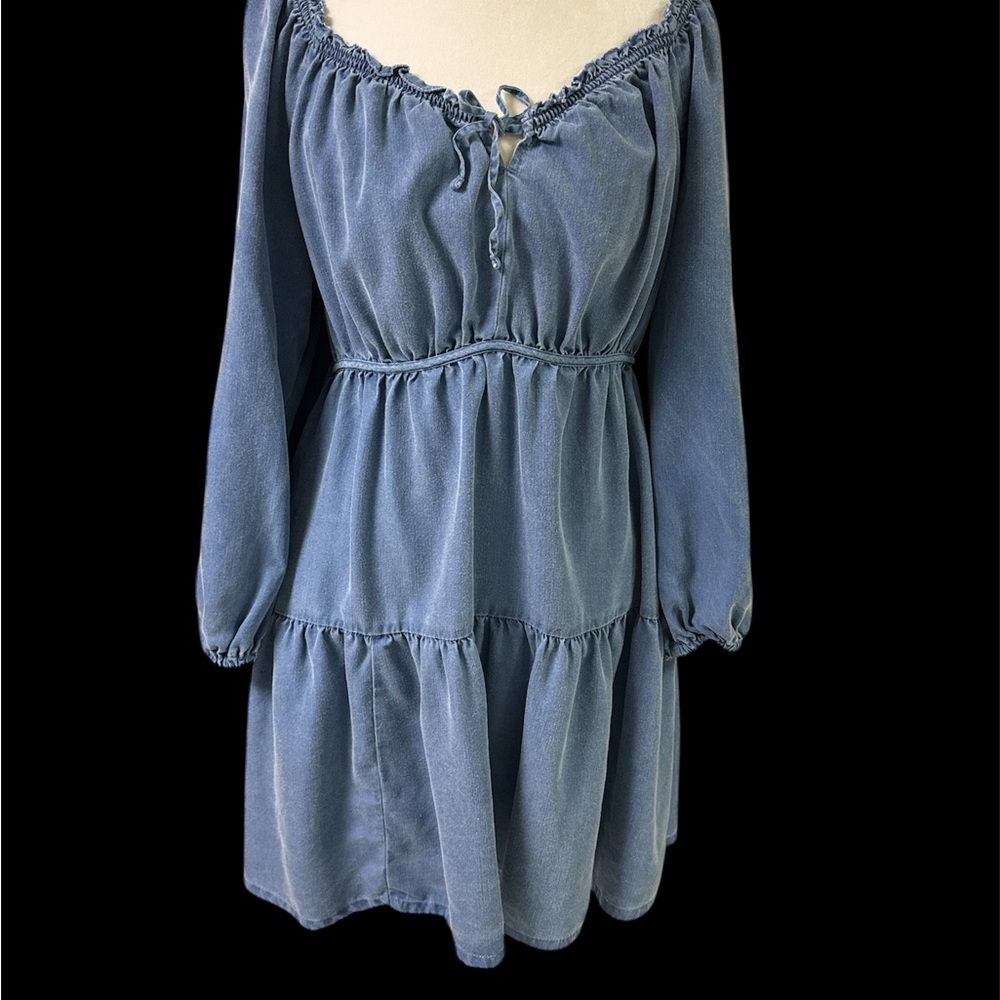 Old Navy Denim Blue Off-Shoulder Dress